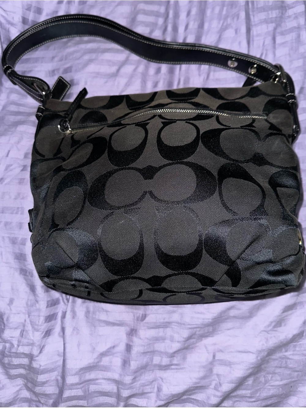 Coach Black Signature Jacquard Shoulder Bag